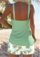 Patchwork Sage Green Tropical Plants Print Tankini Set | thumb picture 