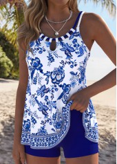 Tummy Coverage Mid Waisted Random Floral Print Tankini Set | thumb picture 