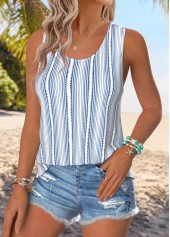 Light Blue Geometric Print Sleeveless Round Neck Tank Top | thumb picture 