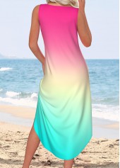 Multi Color Tummy Coverage Ombre Sleeveless V Neck Dress | thumb picture 