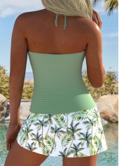 Drawstring Mid Waisted Tropical Plants Print Tankini Set | thumb picture 