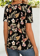 Black Tummy Coverage Floral Print Long Sleeve T Shirt | thumb picture 