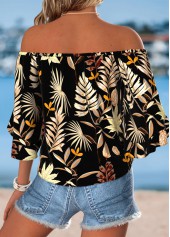 Multi Color Tie Plants Print Half Sleeve Blouse | thumb picture 
