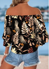 Multi Color Tie Plants Print Half Sleeve Blouse | thumb picture 