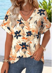 Multi Color Tummy Coverage Floral Print T Shirt