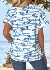 Multi Color Tummy Coverage Tropical Plants Print T Shirt | thumb picture 