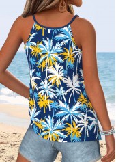Blue Tummy Coverage Tropical Plants Print Strappy Camisole Top | thumb picture 