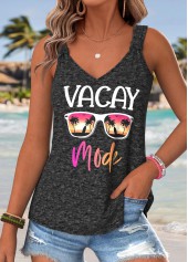 Dark Grey Marl Tie Slogan Print Sleeveless Tank Top