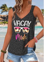 Dark Grey Marl Tie Slogan Print Sleeveless Tank Top | thumb picture 