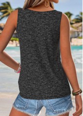 Dark Grey Marl Tie Slogan Print Sleeveless Tank Top | thumb picture 
