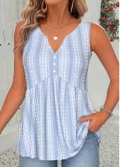 Light Blue Floral Print Peplum Sleeveless Tank Top | thumb picture 