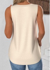 Beige Sleeveless V Neck Tank Top | thumb picture 