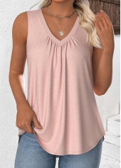 Dusty Pink Sleeveless V Neck Tank Top | thumb picture 