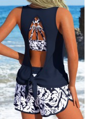 Three-piece Mid Waisted Navy Tankini Set