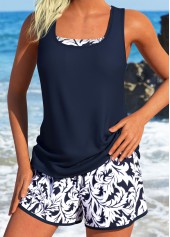 Three-piece Mid Waisted Navy Tankini Set | thumb picture 