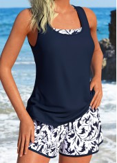 Three-piece Mid Waisted Navy Tankini Set | thumb picture 