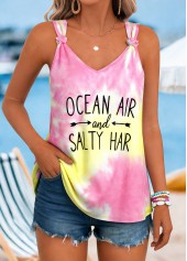 Multi Color Tie Letter Print Strappy Tank Top | thumb picture 