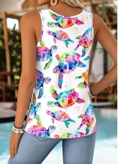 White Tummy Coverage Marine Life Print Sleeveless Tank Top | thumb picture 