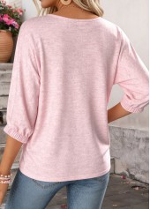 Light Pink Tummy Coverage Geometric Print 3/4 Sleeve Blouse | thumb picture 