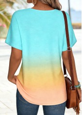 Multi Color Curved Hem Ombre Short Sleeve T Shirt | thumb picture 
