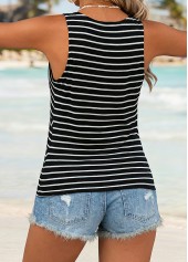 Black Tummy Coverage Striped Sleeveless Round Neck Tank Top | thumb picture 