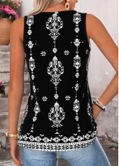 Black Tummy Coverage Tribal Print Sleeveless Tank Top | thumb picture 