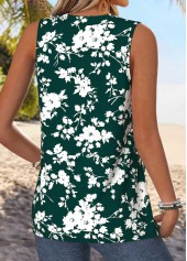 Green Tummy Coverage Floral Print Sleeveless Tank Top | thumb picture 