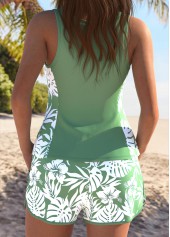 Mid Waisted Floral Print Sage Green Tankini Set | thumb picture 