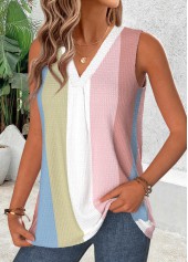 Multi Color Striped Sleeveless V Neck Tank Top | thumb picture 