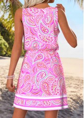 Pink Tummy Coverage Paisley Print Short Sleeveless Dress | thumb picture 