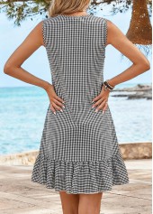 Black Tummy Coverage Plaid Short Sleeveless Round Neck Dress | thumb picture 