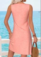 Dusty Pink Tummy Coverage Tropical Plants Print Short Dress | thumb picture 