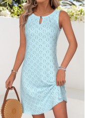 Light Blue Tummy Coverage Short Sleeveless Round Neck Dress | thumb picture 