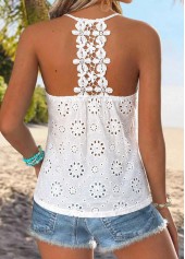 White Tummy Coverage Strappy V Neck Camisole Top