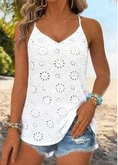 White Tummy Coverage Strappy V Neck Camisole Top | thumb picture 