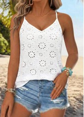 White Tummy Coverage Strappy V Neck Camisole Top | thumb picture 