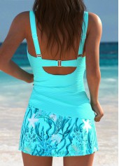 Wrap Mid Waisted Marine Life Print Cyan Tankini Set | thumb picture 