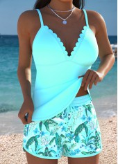 Tummy Coverage Cyan Marine Life Print Tankini Set | thumb picture 