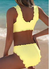 Pull On Light Yellow Floral Print Bikini Set | thumb picture 