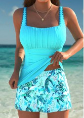 Tummy Coverage Mid Waisted Marine Life Print Tankini Set