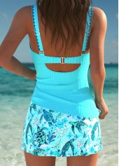 Tummy Coverage Mid Waisted Marine Life Print Tankini Set | thumb picture 