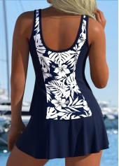 Tummy Coverage Mid Waisted Tropical Plants Print Tankini Set | thumb picture 