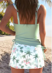 Tummy Coverage Mid Waisted Tropical Plants Print Tankini Set | thumb picture 