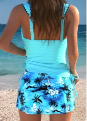 Tummy Coverage Mid Waisted Tropical Plants Print Tankini Set | thumb picture 
