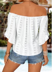 White Tie Half Sleeve Off Shoulder Blouse | thumb picture 