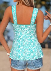 Mint Green Peplum Strappy Heart Collar Tank Top | thumb picture 