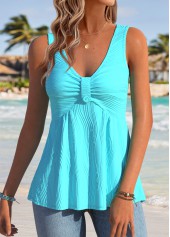 Cyan Tummy Control Sleeveless V Neck Tank Top | thumb picture 