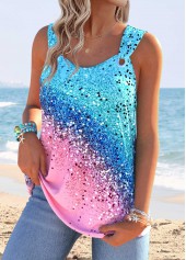 Multi Color Tummy Coverage Ombre Sleeveless Tank Top | thumb picture 