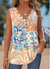 Multi Color Tummy Coverage Patchwork Sleeveless Tank Top
