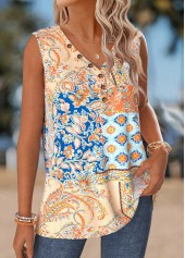 Multi Color Tummy Coverage Patchwork Sleeveless Tank Top | thumb picture 